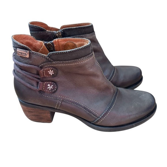 Pikolinos Le Mans Leather Ankle Booties Zip Up In Brown/Green Women’s Size 40 - Picture 4 of 8